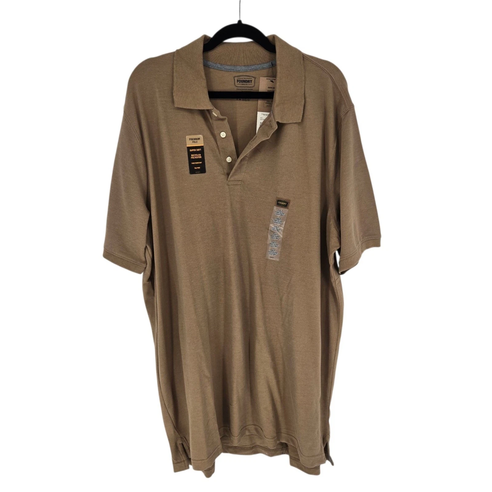 Foundary mens 2XL Tall Maverick brown short sleeve quick dry pocket tee NWT