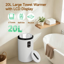 White 20L Towel Warmer Bucket Heater W/ LCD Display Fits TWO 40  x70  Towel, Gift