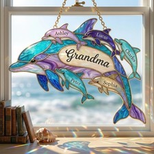 Personalized Dolphin Family Suncatcher Custom Window Decor