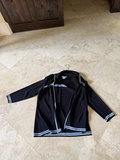 Misook Womens Black Cardigan / Knit Jacket With Blue Stripe Size 1X
