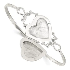 Sterling Silver 22mm Heart Locket Flexible Bangle Bracelet 7.75