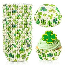 300Pcs St. Patrick's Day Cupcake Liners Paper Baking Cups Watercolor Green Shamr