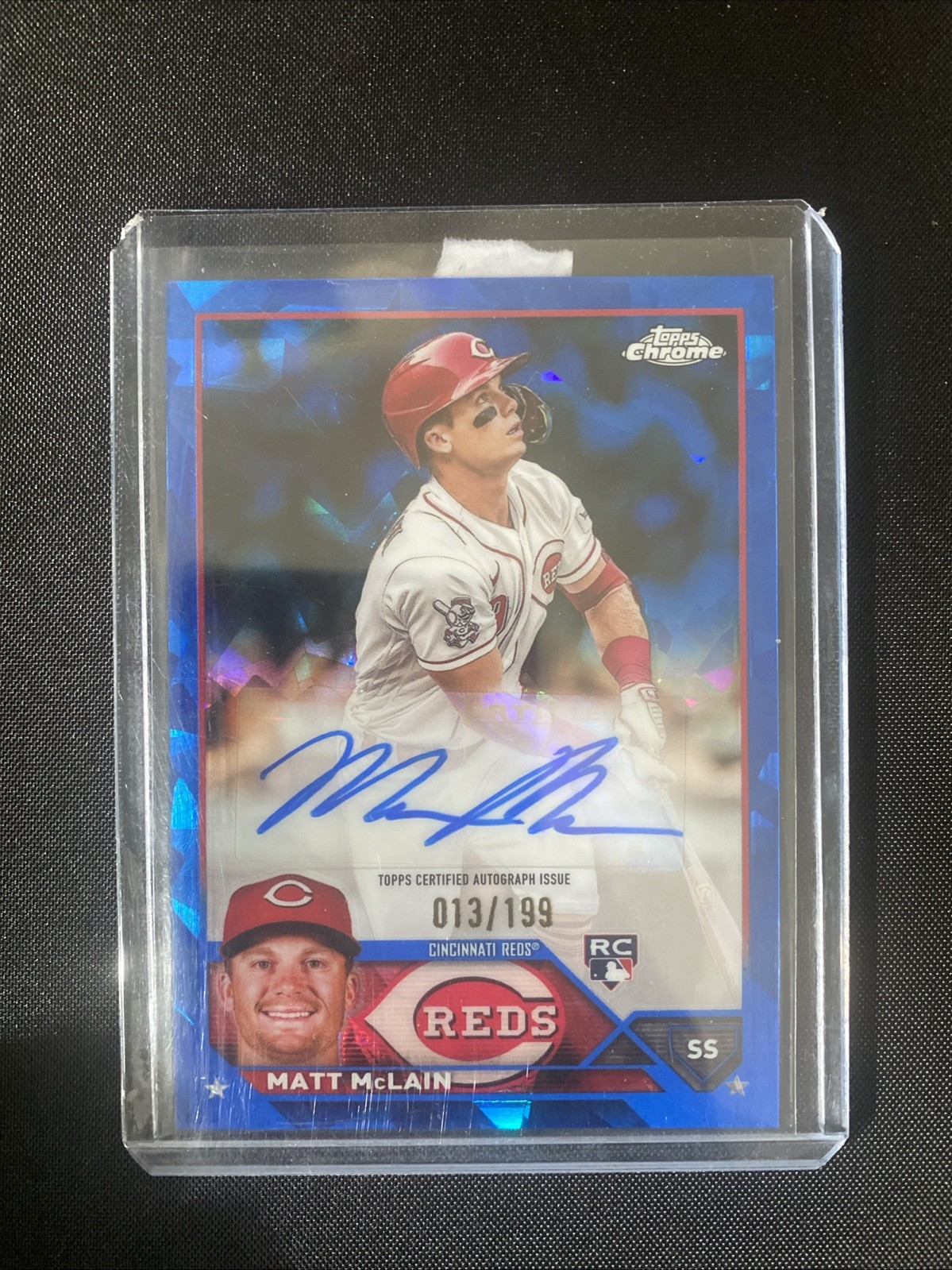 2023 Topps Chrome Update Sapphire Matt McLain RC Auto /199 Reds #USA-MMC