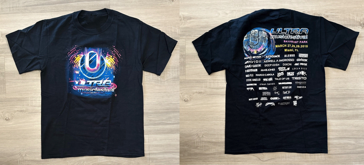 avicii 2015年　東京公演　公式タオルとTシャツ Ultra Music Festival 2015 Miami Lineup T-Shirt EDM Rave Concert