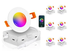 CLOUDY BAY [6 Pack] 3 inch Smart WiFi LED Recessed Lights,RGBCW Color Changin...