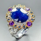 Jewellery 11 ct+ Blue Sapphire Ring 925 Sterling Silver Size 8.5 /R464068
