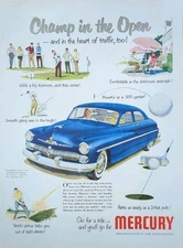 1951 vintage Mercury  Ford Motor Company Vehicle Blue Car Illustration 