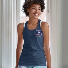 Wyoming FemaleTank-State Flag With Motto Printed