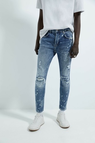 New Zara Men's Ripped Paint Splatter 