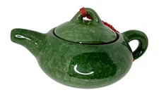 LYK Tea Kettle Green Cermic Minature Teapot Crackled glaze