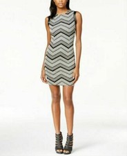 Bar Iii Pleather-Trim Chevron Sheath Dress~Small~S~Black Combo~ORG. $79~NWT~Sale