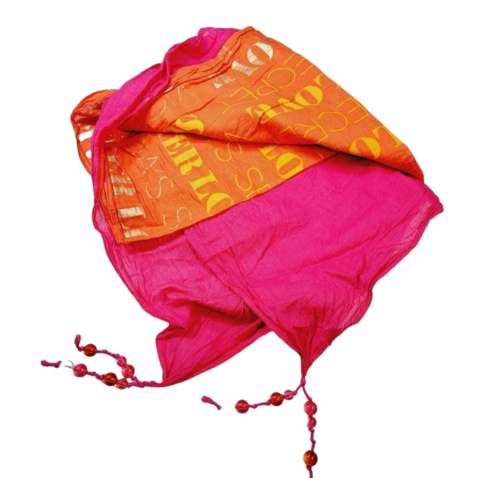 Victorias Secret XL Body Wrap Bufanda Borla Rosa Naranja Logo Playa Sarong 63x38 Foto 2 de 4