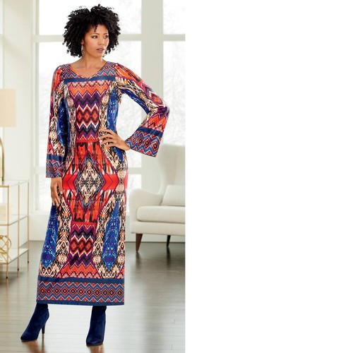 Size XL Ashro Blue Orange Arjana Column Dress eBay
