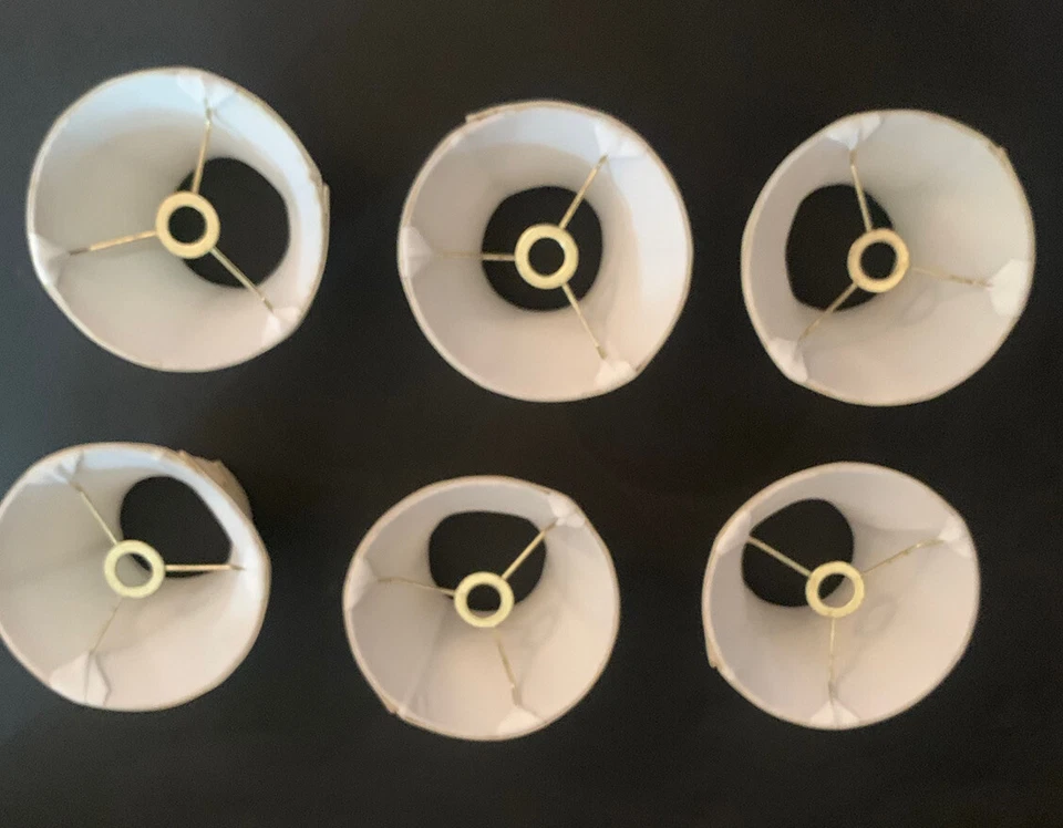 Elegant 5 1/4” Slanted Set of 6 Chandelier Dupioni Mini Lampshades Cream Ivory - Image 4 of 4