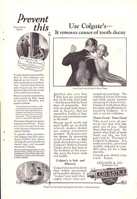 1925 Colgate Ribbon Dental Cream Print Ad - Cleans Teeth the Right Way