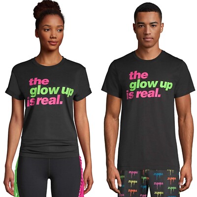 Zumba The Glow Up Is Real Men Women Crew Neck Cotton Tee Shirt