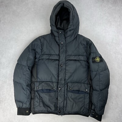 Stone Island Opaque Nylon Tela Puffer Jacket Navy Coat XL 3390