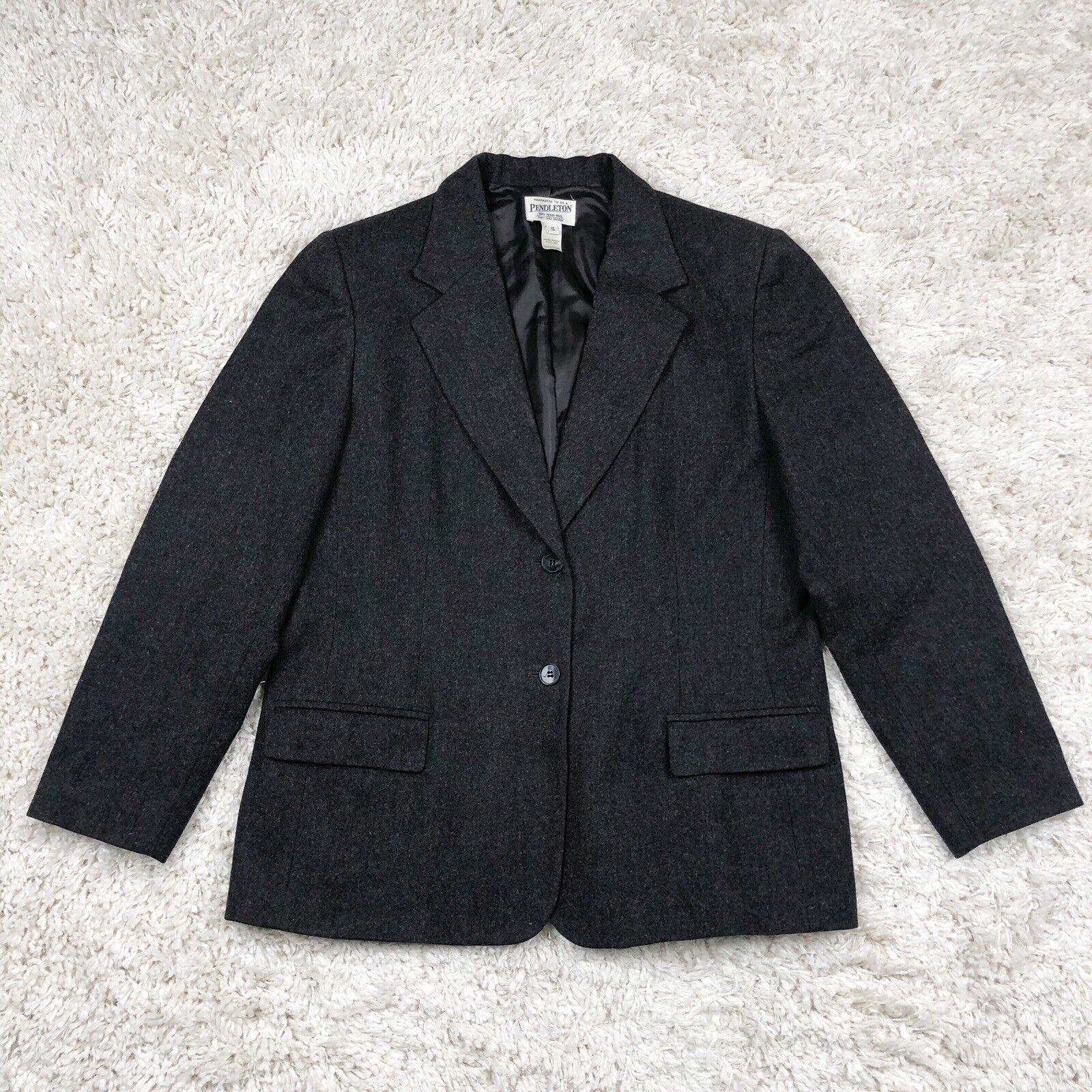 VINTAGE Pendleton Jacket Womens 16 Gray Wool Twee… - image 1