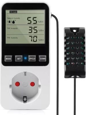 Hygrostat Steckdose Feuchteregler Mit Fühler 230V, Digitaler Feuchtigkeitregler