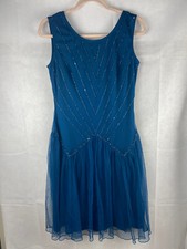 Lindy Bop Dress Size 12 Evening Party Wedding Teal Embellished Sequin Mesh