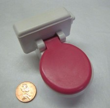 Fisher Price Loving Family Dollhouse Bathroom Toilet Pink Lid Really Opens 