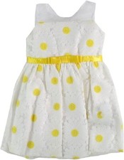 Sweet Heart Rose Girls 2T-4T Daisy Lace Sleeveless Party Dress 6 White/Yellow
