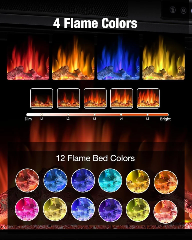 60" Fireplace Tv Stand Mantel Wood Surround Infrared Adjustable Flame, Remote - Image 4 of 4