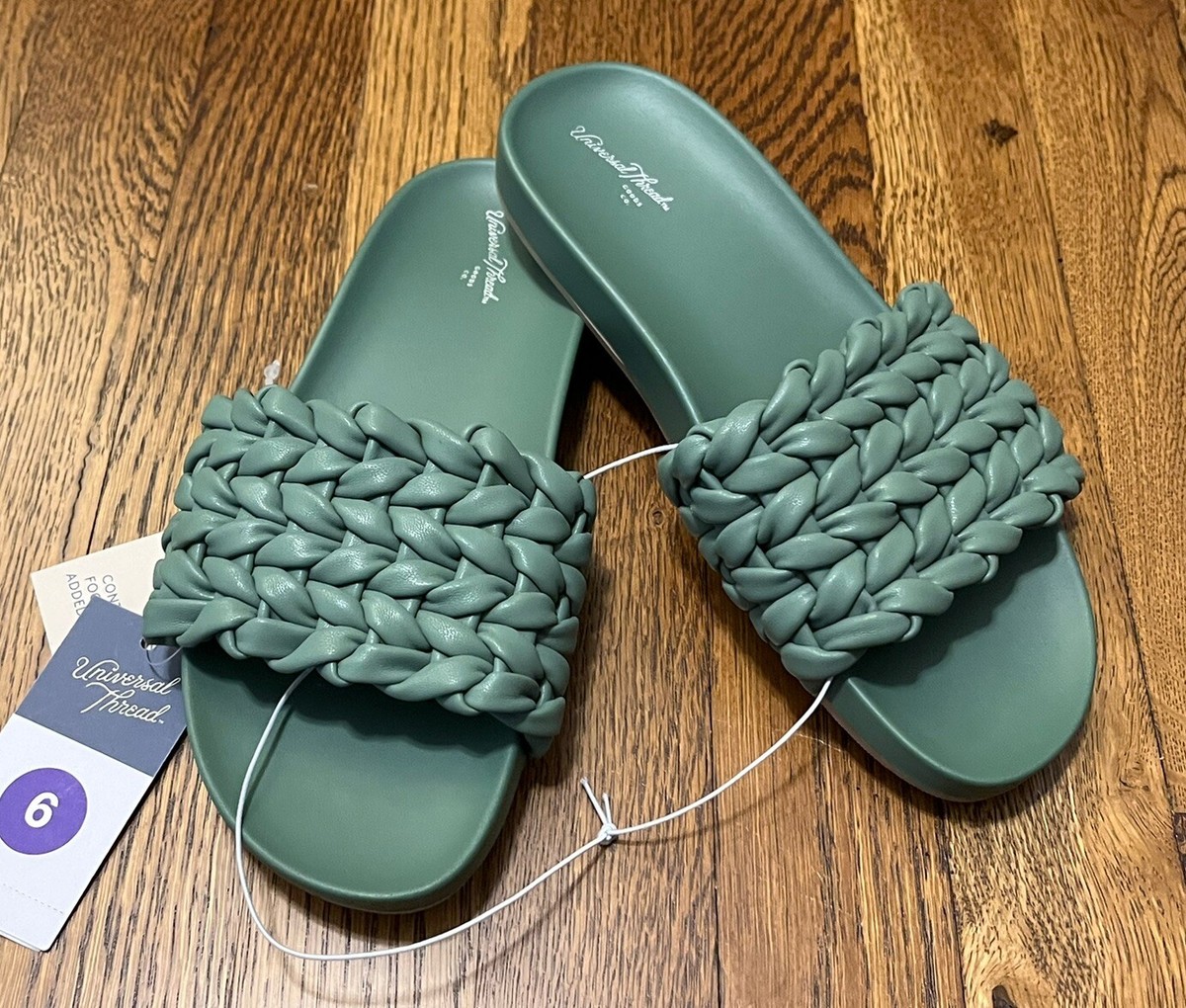 Universal Thread Women's Size Braided Renae Slide Sandals Green