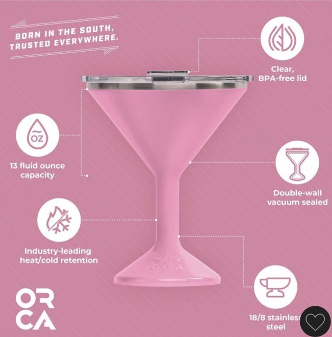 ORCA Coolers 13oz Tini Stainless Steal Lidded Martini Tumbler Dusty