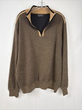 VTG St. Croix Shop Brown And Tan 1/4 Zip Cotton Poly Sweater USA Mens Size XL