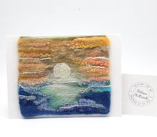Nautical Folk Art Card Needle Felted Wool Melissa Philbrook "Calm Seas" Original