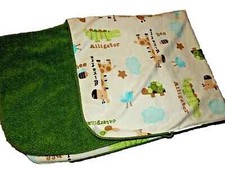 6C WOW CIRCO Bird Giraffe Turtle Alligator Plush Velour Sherpa Crib Blanket