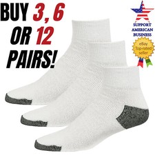 Mens Cotton White Quarter Socks Crew Ankle Sports Sock Size 9-11 10-13 Pack