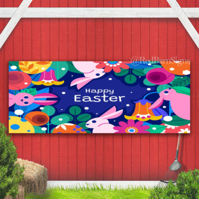 Easter Sunday Spring Holy Week Easter Bunny Indoor Outdoor Banner Sign 05