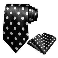 Mens ties, Polka Dot Ties for Men Neckties and Pocket Black White Big Dot