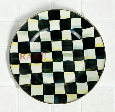 MacKenzie-Childs Enameled Courtly Check Dinner Plate 10'' Diameter New
