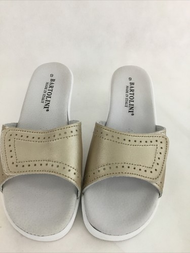 Bartolini 100% Italian Made Women’s Sandal Gold Slides Celia Size 9 Eur 40 - Picture 3 of 12