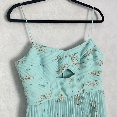self portrait blue floral sleeveless chiffon tiered midi dress Self Portrait NWT Floral Tiered Chiffon Midi Dress Blue Women's 8 Cut Out