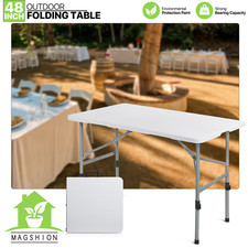 4 Ft White Portable Folding Home Heavy Duty Plastic Table Camping Picni
