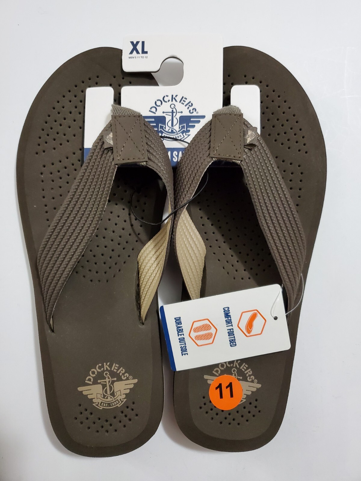 Dockers Mens Flip Flops Size 11 Brown Soft Strap NWT 90464554089 | eBay