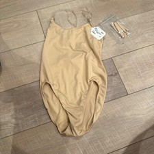 BLOCH NUDE BODYLINER CLEAR STRAPS ADJUSTABLE WOMENS SMALL SAND