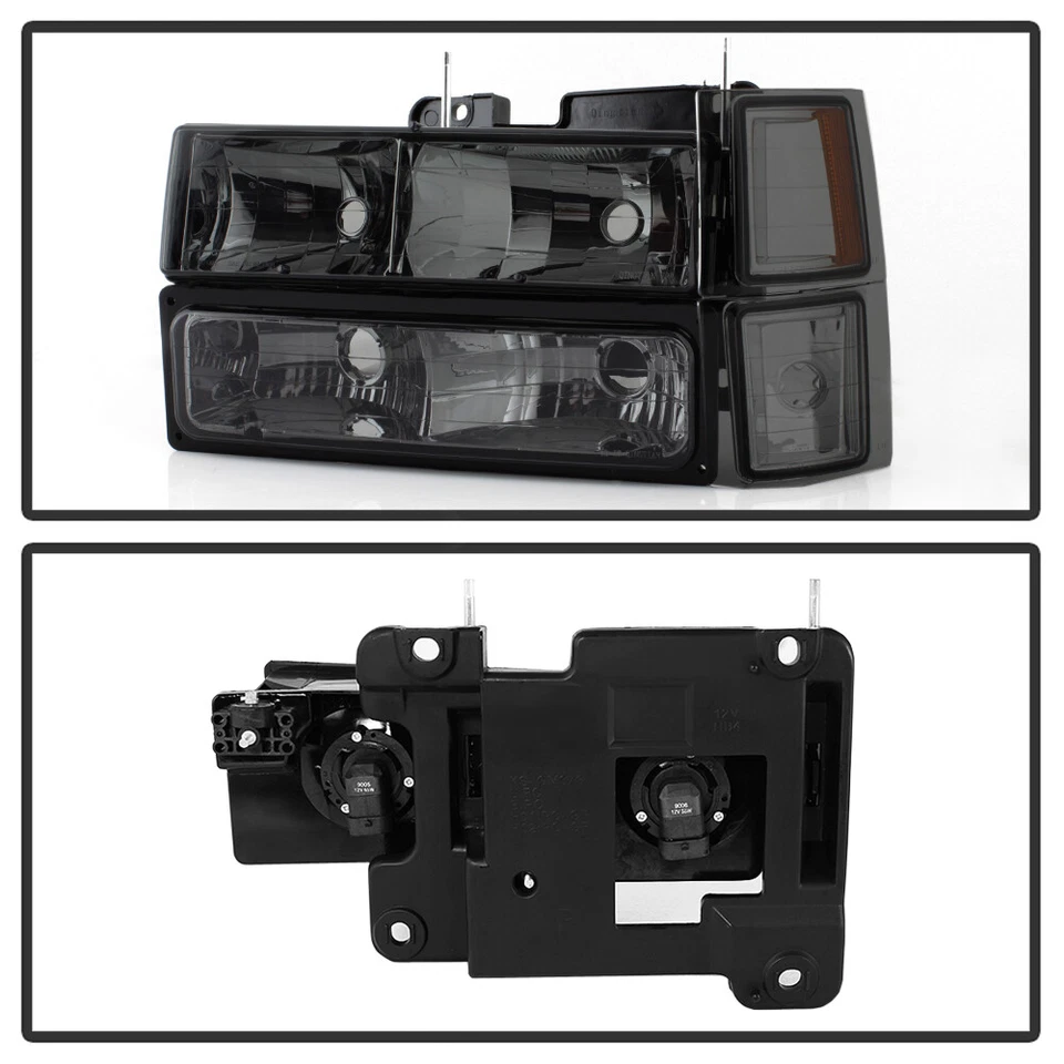 Faros ahumados para Chevy Silverado 1994-1998 + parachoques de esquina + luces traseras rojas oscuras Foto 4 de 4