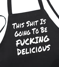 This Is Going To Be Delicious Funny Black Barbecue Apron, Men's Cooking Aprons