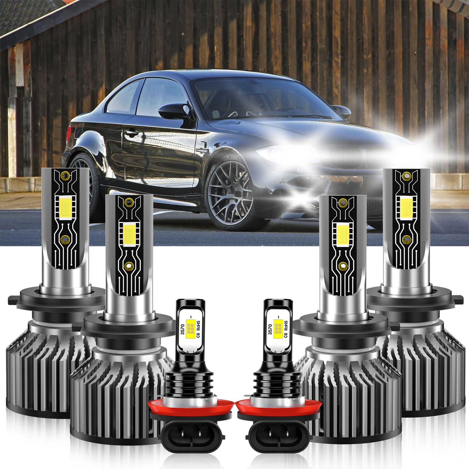 6x LED Headlight Hi Low Beam Fog Light Bulbs white For BMW 1 Series M 2011-2011