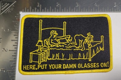 Husband Wife Bed Put Glasses On Funny Humor Sex Patch Gag Gift Over The Hill