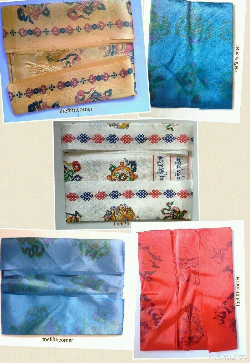 Khadak Khata Khatak with 8 auspicious symbols Buddhist Prayer Offering Scarf