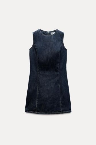 Zara TRF Womens Mini Jean Dress Size L Blue Denim Sleeveless 3643/181 NWT