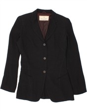 Trussardi Womens 3 Button Blazer Jacket It 42 Medium Black Viscose Or20