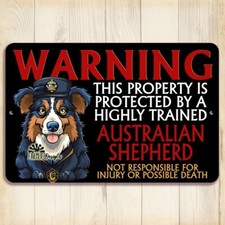 Funny Australian Shepherd security sign guard outdoor protected warning aussie