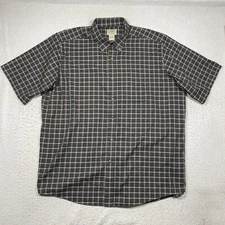 L.L. Bean Shirt Mens XL Green Plaid Button Down Short Sleeve